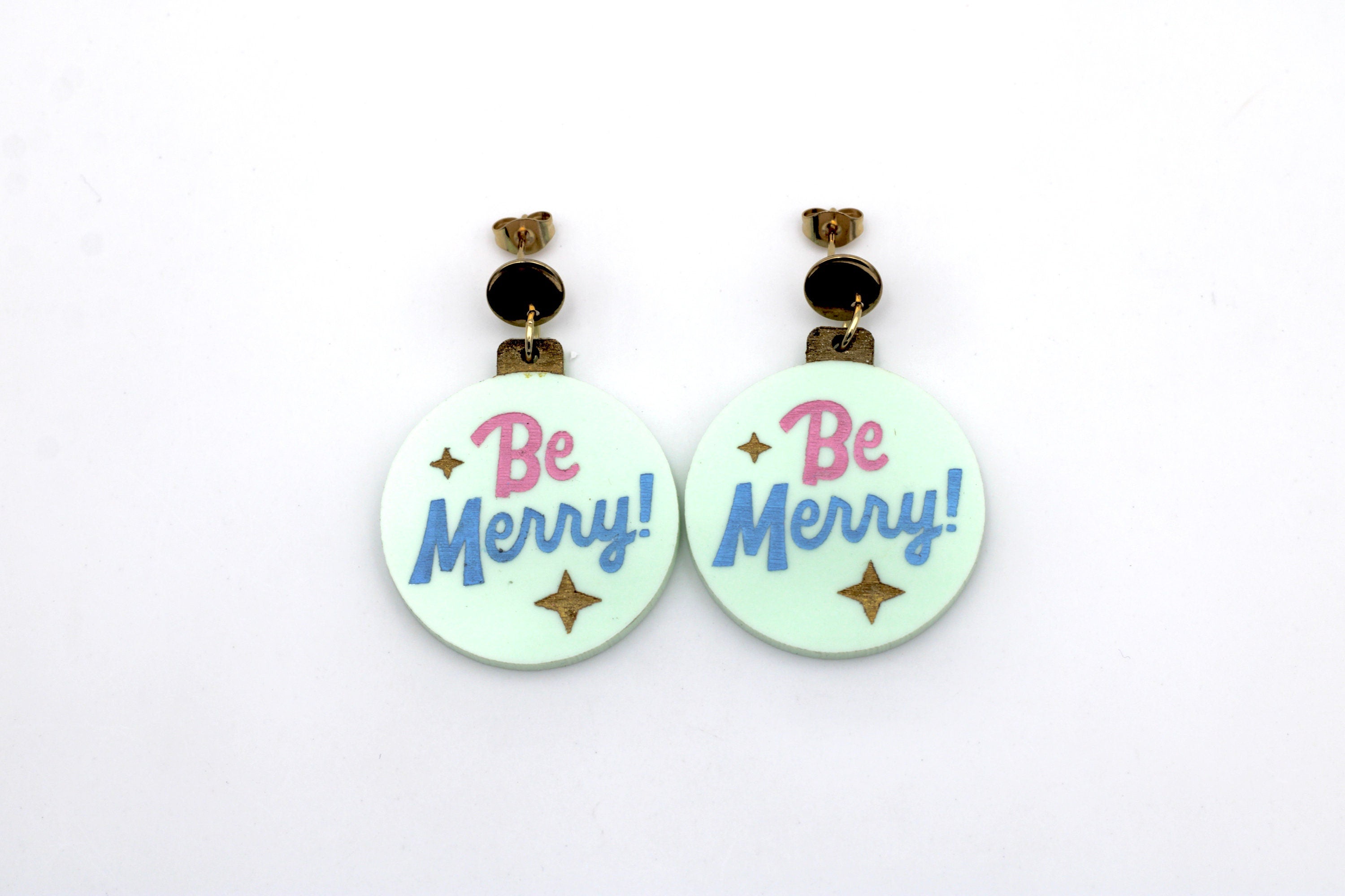 Be Merry Christmas Ornament Earrings