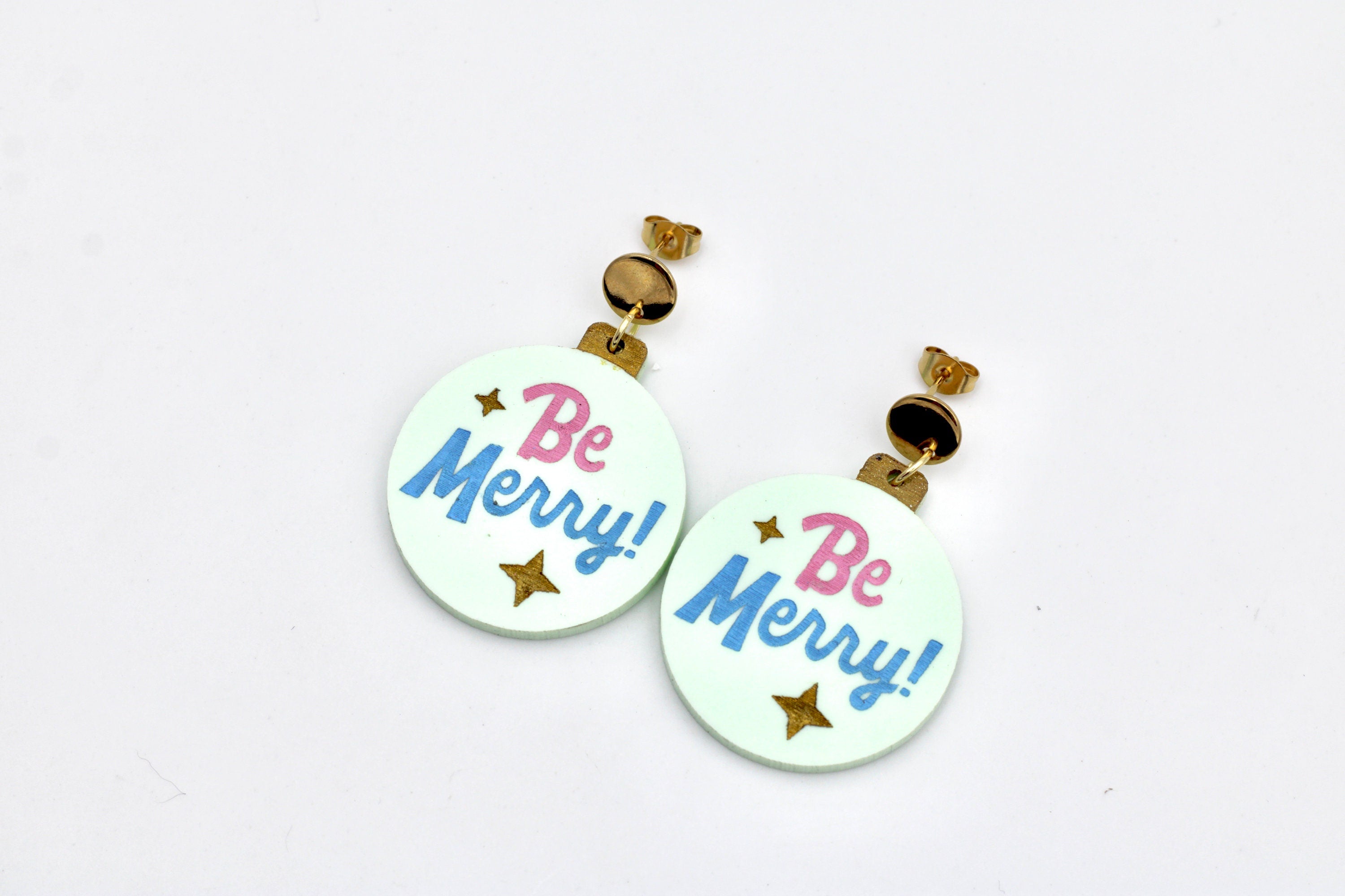 Be Merry Christmas Ornament Earrings