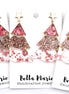 Pink Glitter Christmas Tree Earrings