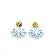 Blue Layered Snowflake Earrings
