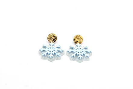 Blue Layered Snowflake Earrings