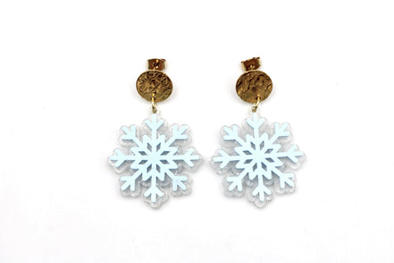 Blue Layered Snowflake Earrings