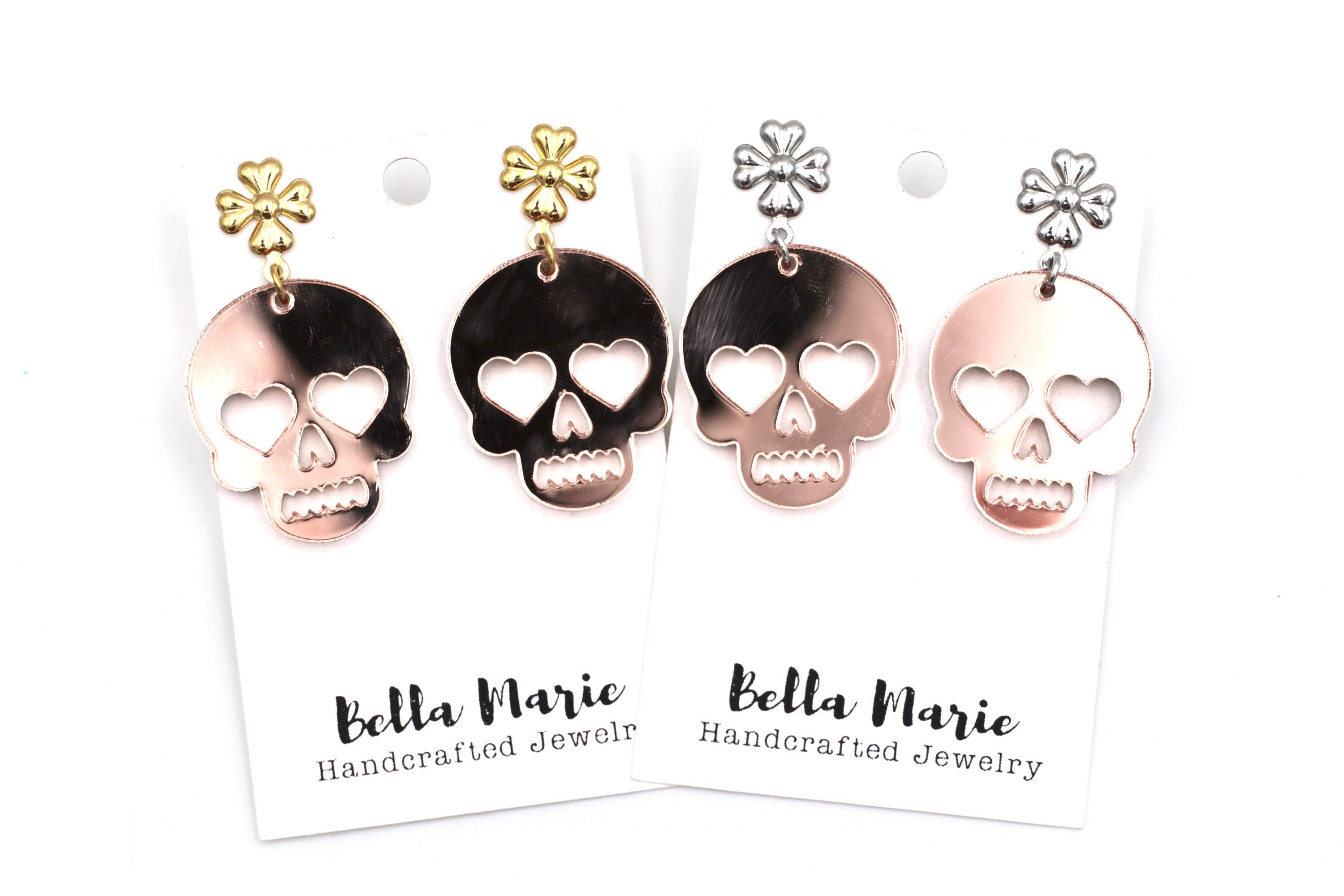 Rose Gold Skull Earrings