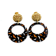 Black Round Bat Earrings