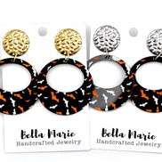 Black Round Bat Earrings