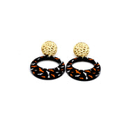 Black Round Bat Earrings