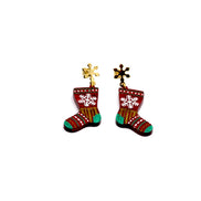 Red Christmas Stocking Earrings