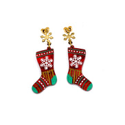 Red Christmas Stocking Earrings