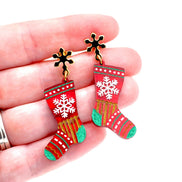 Red Christmas Stocking Earrings