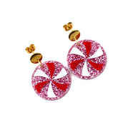 Pink Peppermint Candy Earrings