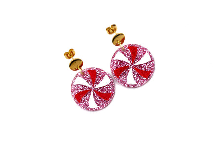 Pink Peppermint Candy Earrings