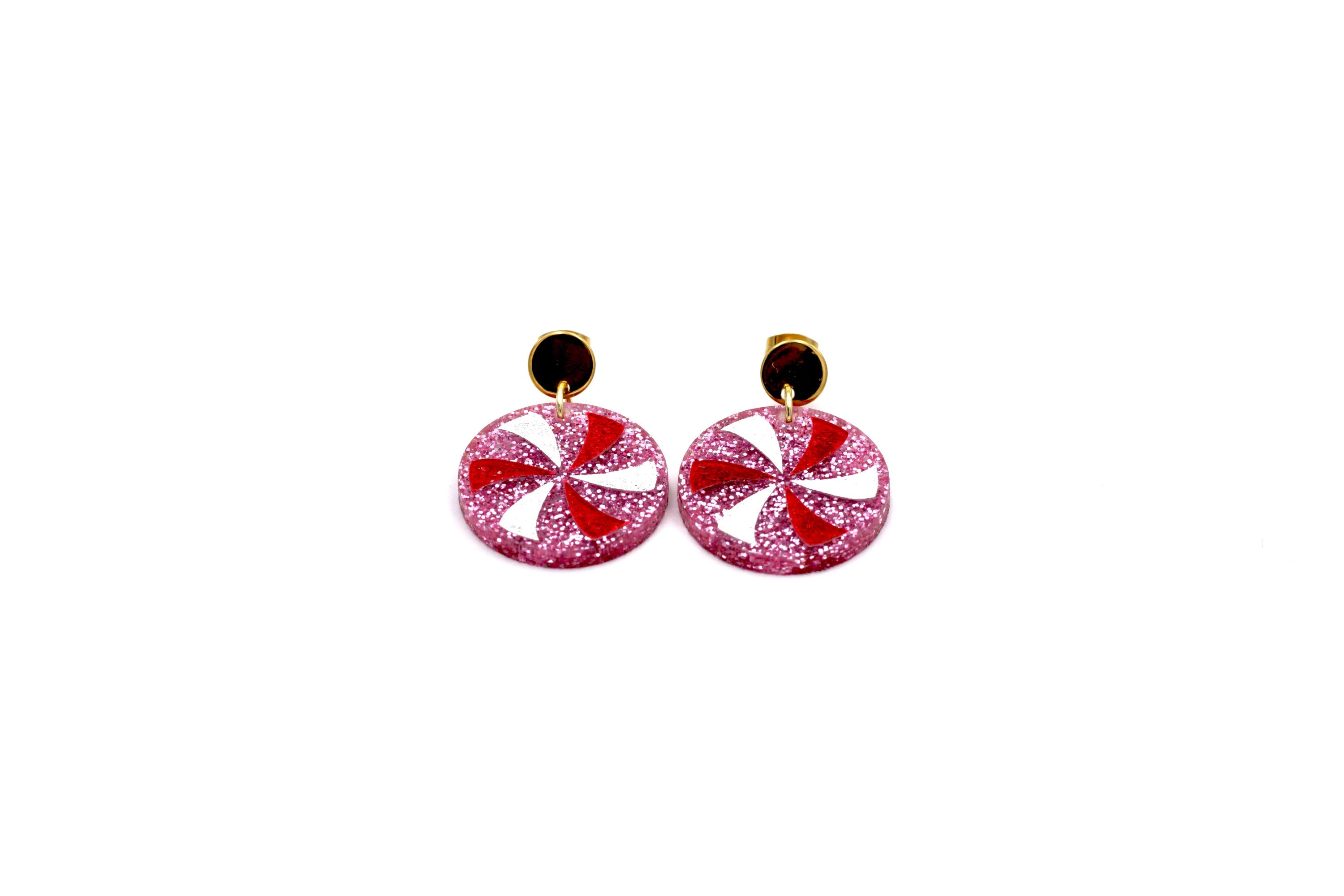 Pink Peppermint Candy Earrings
