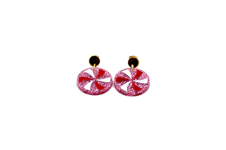 Pink Peppermint Candy Earrings