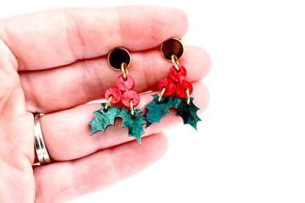 Acrylic Holly Earrings