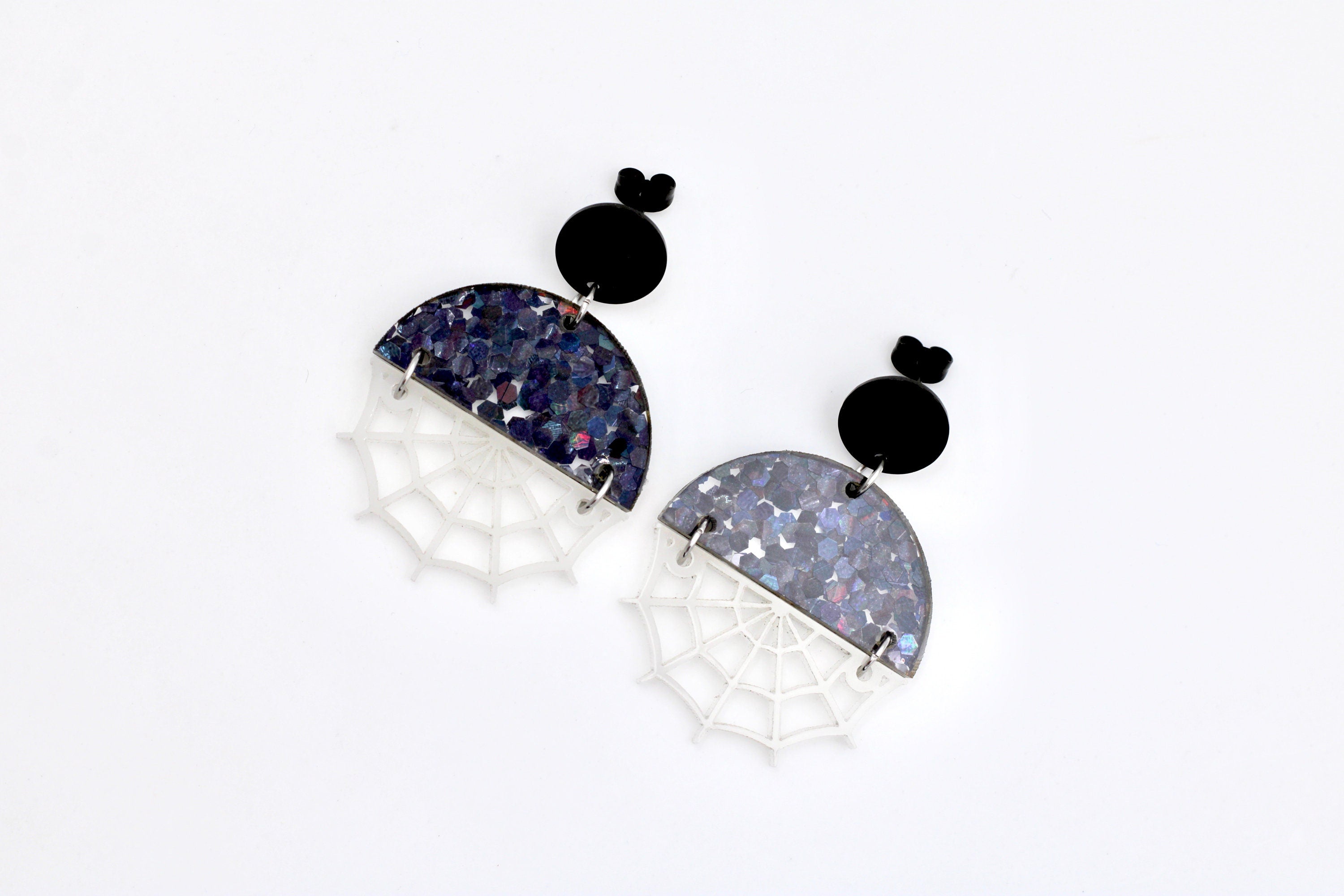 Glow in the Dark Spider Web Earrings