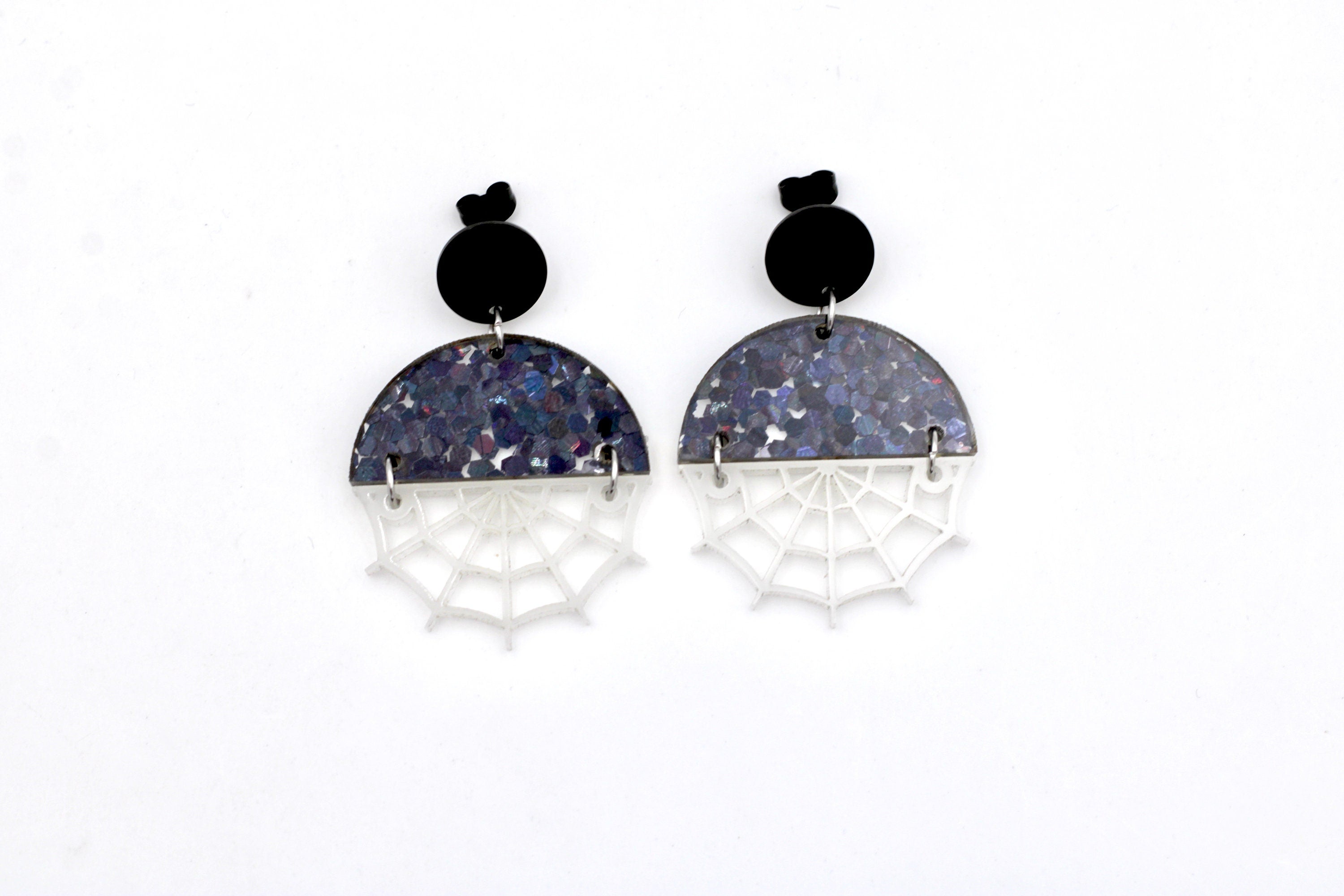 Glow in the Dark Spider Web Earrings