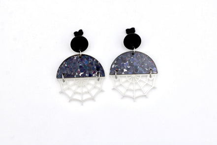 Glow in the Dark Spider Web Earrings