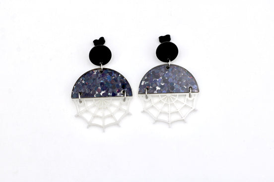 Glow in the Dark Spider Web Earrings
