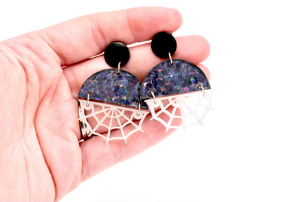 Glow in the Dark Spider Web Earrings