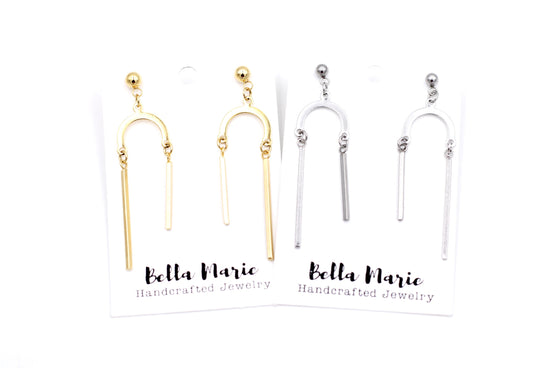 Asymmetrical Earrings, Asymmetrical Dangle Earrings, Asymmetrical Jewelry, Bar Earrings, Modern Earrings, Simple Dangles, Unique Earrings