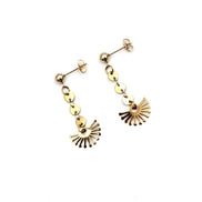 Gold Fan Dangle Earrings