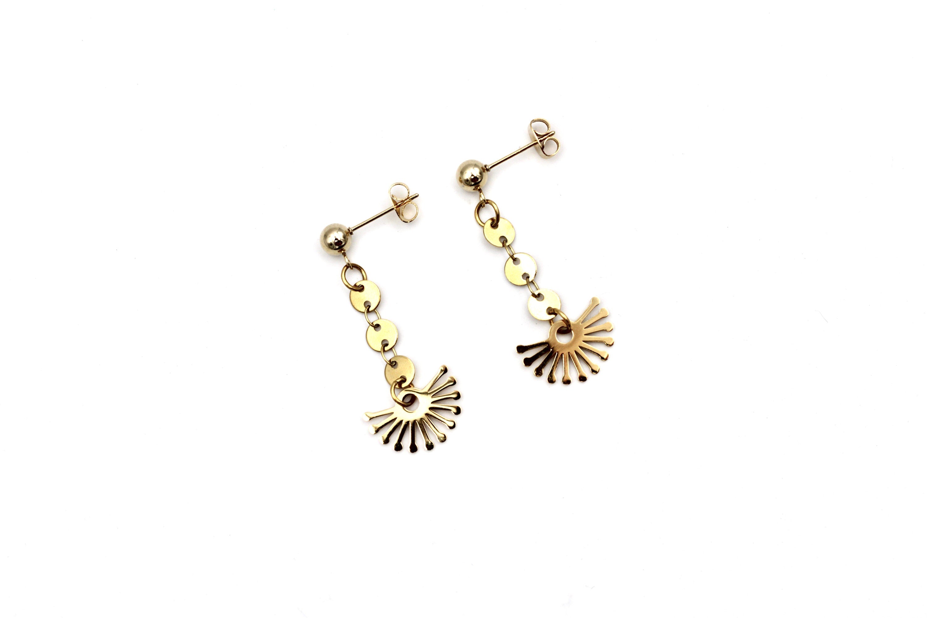 Gold Fan Dangle Earrings