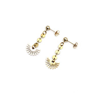Gold Fan Dangle Earrings