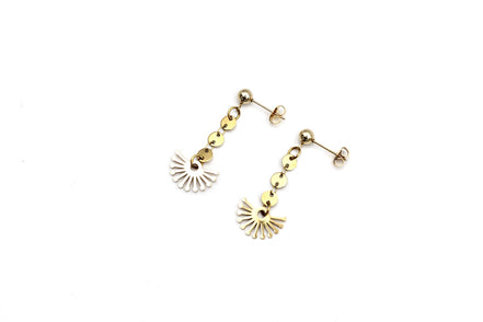 Gold Fan Dangle Earrings