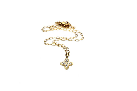 Gold Rhinestone Quatrefoil Necklace