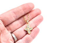 Load image into Gallery viewer, Gold Rhinestone Quatrefoil Necklace
