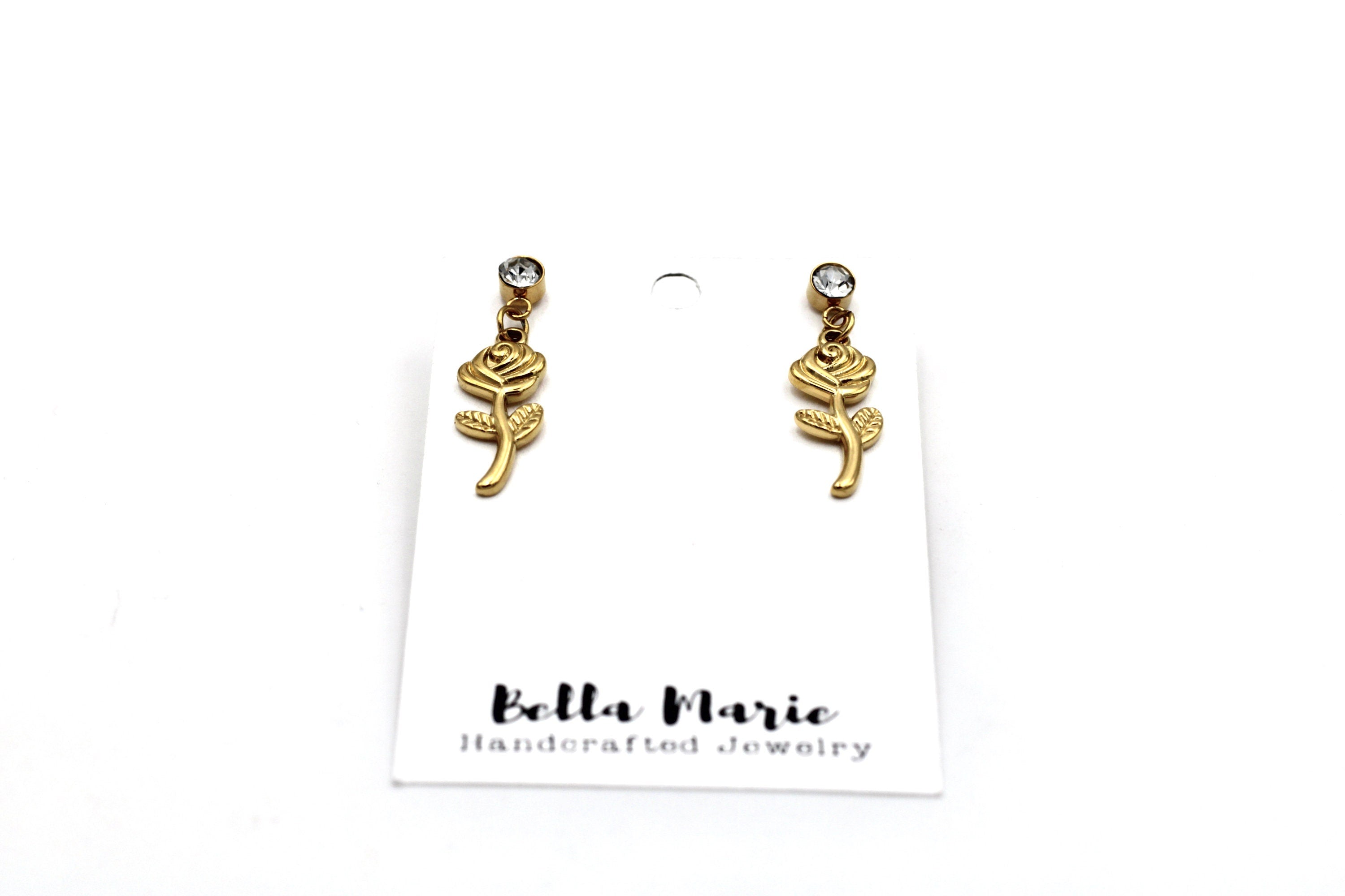 Simple Rose Dangle Earrings