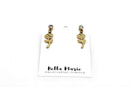 Simple Rose Dangle Earrings