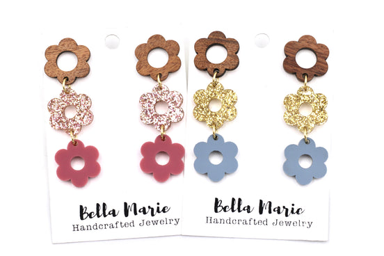 Triple Flower Earrings