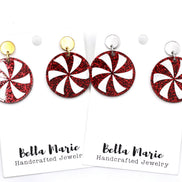 Red Peppermint Candy Earrings