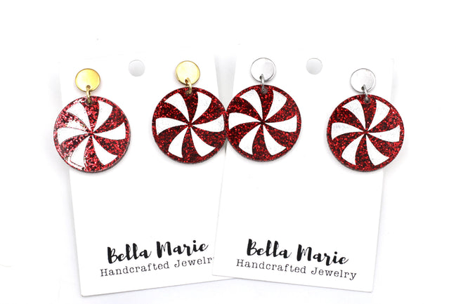Red Peppermint Candy Earrings