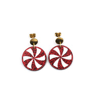 Red Peppermint Candy Earrings