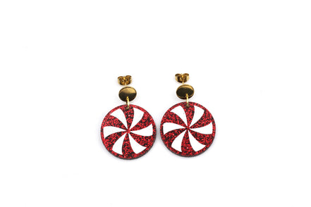 Red Peppermint Candy Earrings