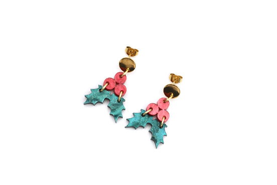 Acrylic Holly Earrings