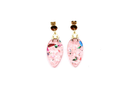 Pink Christmas Light Earrings