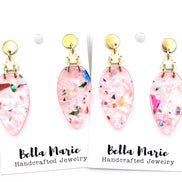 Pink Christmas Light Earrings