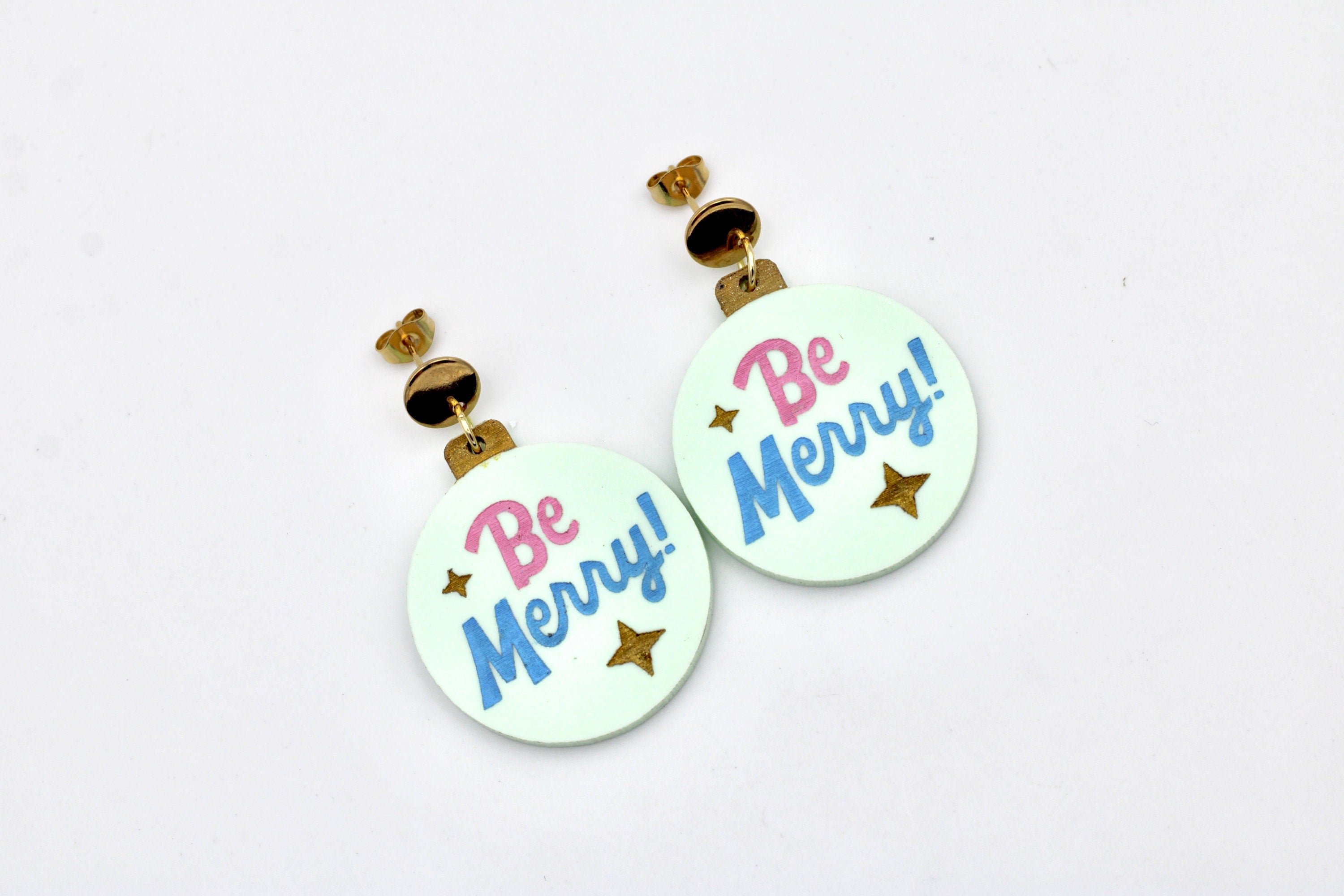 Be Merry Christmas Ornament Earrings