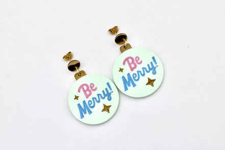 Be Merry Christmas Ornament Earrings
