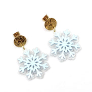 Blue Layered Snowflake Earrings