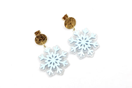 Blue Layered Snowflake Earrings