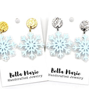 Blue Layered Snowflake Earrings