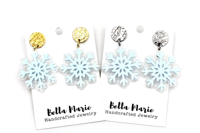 Blue Layered Snowflake Earrings