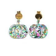 Colorful Glitter Pumpkin Earrings
