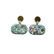 Colorful Glitter Pumpkin Earrings