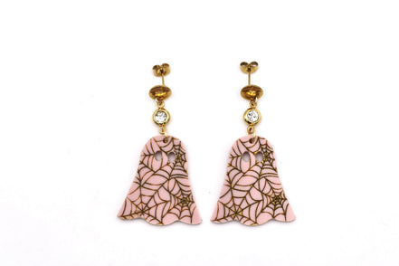 Pink Spiderweb Ghost Earrings