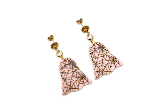 Pink Spiderweb Ghost Earrings